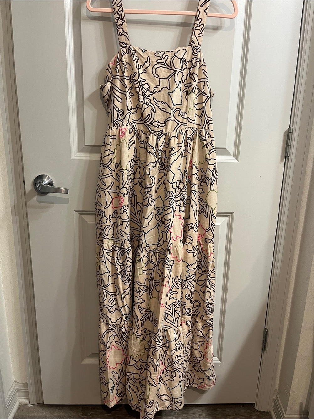 Knox Rose Beige Floral Maxi Dress with Pink Accents